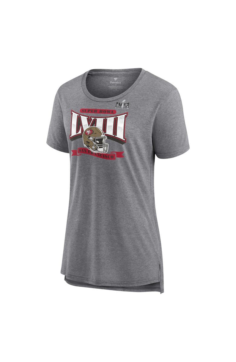 FANATICS Women's Fanatics Branded Heather Gray San Francisco 49ers Super Bowl LVIII Our Pastime Tri-Blend Scoop Neck T-Shirt, Alternate, color,