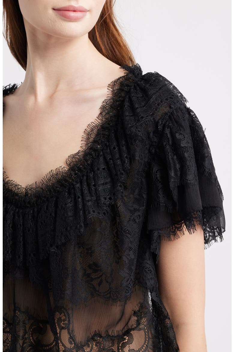 Vienne Lace Crop Top, Alternate, color, BLACK