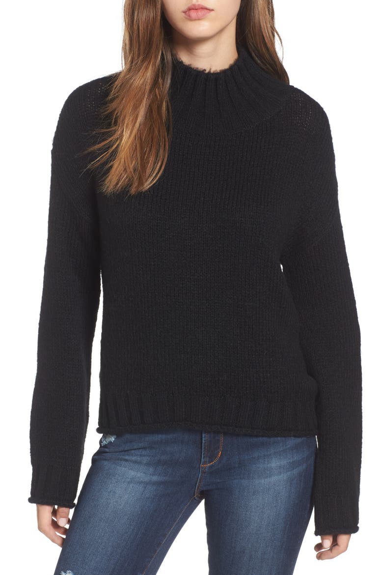 Cozy Mock Neck Sweater, Main, color, BLACK