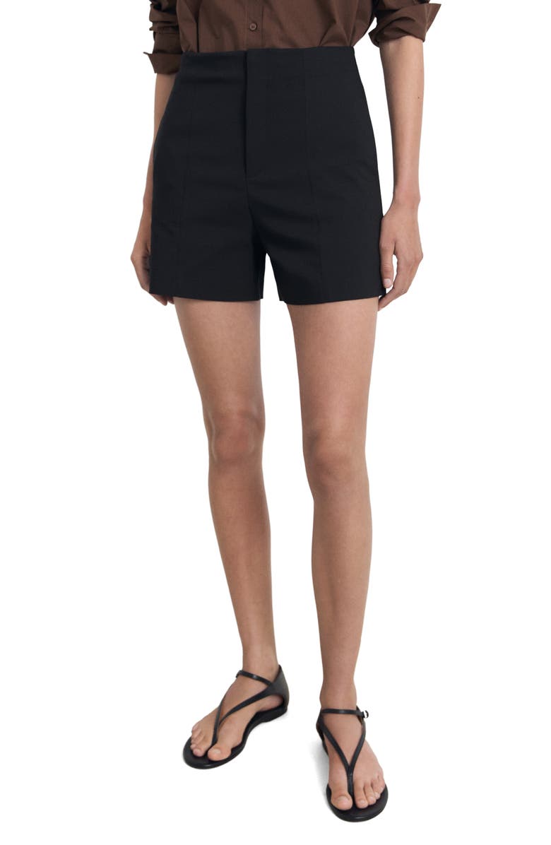 MANGO High Waist Straight Shorts, Main, color, Black