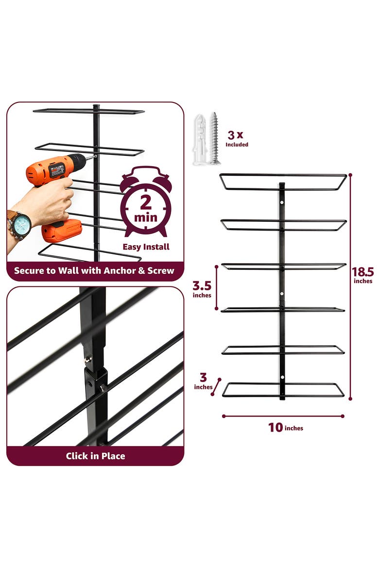 Metal Wall Wine Rack, Alternate, color, BLACK