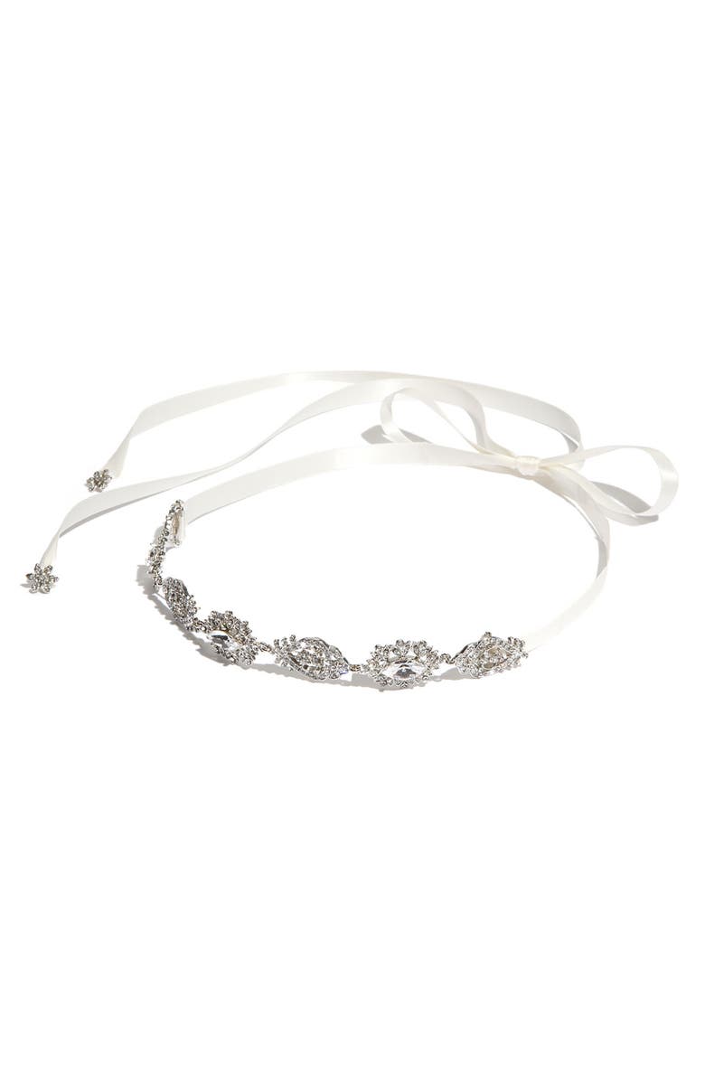 Nina 'Abril' Crystal Ribbon Head Wrap, Main, color, 