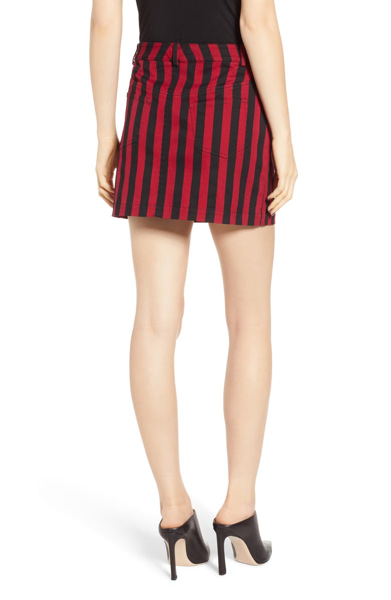 Rebecca Minkoff Aubrey Stripe Denim Miniskirt, Alternate, color, 