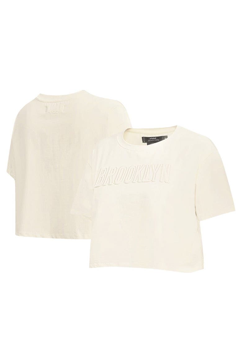 Women's Pro Standard  Cream Brooklyn Nets Neutral Boxy Crop T-Shirt, Main, color, Cream