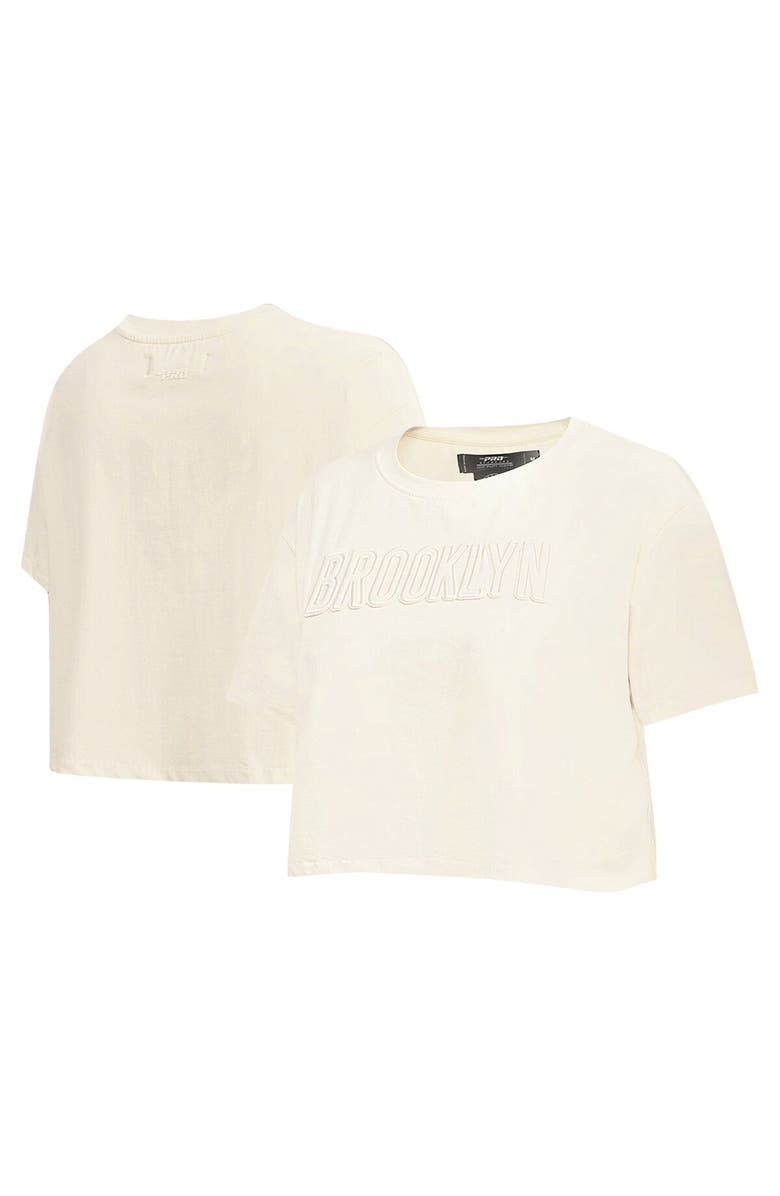PRO STANDARD Women's Pro Standard Cream Brooklyn Nets Neutral Boxy Crop T-Shirt, Main, color, Cream