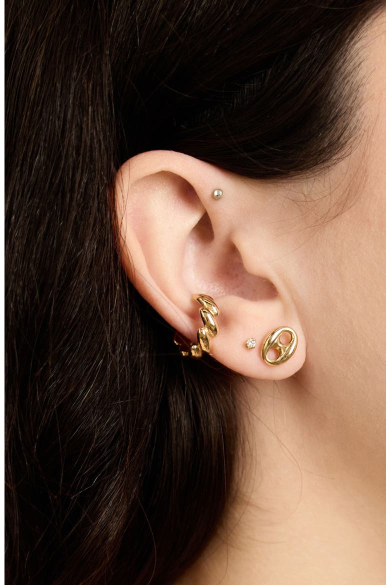 14K Gold Large Puffed Mariner Link Stud Earrings, Alternate, color, 14K YELLOW GOLD