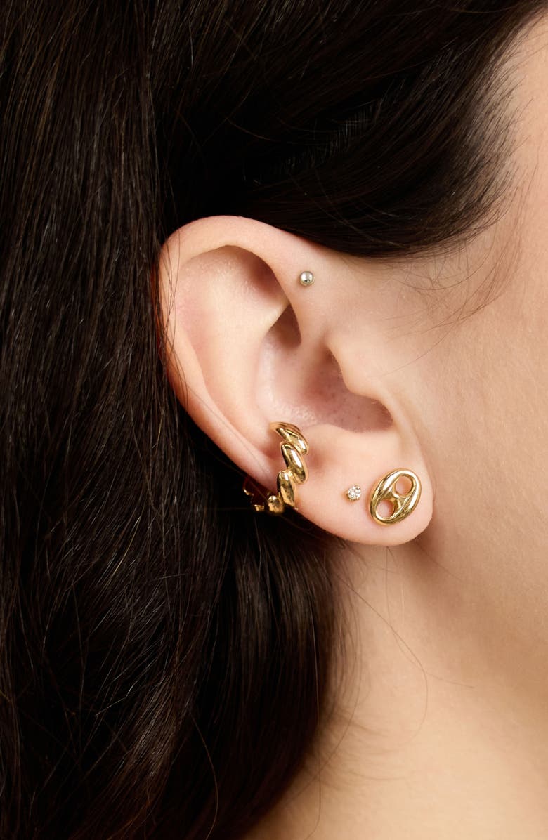 Zoë Chicco 14K Gold Large Puffed Mariner Link Stud Earrings, Alternate, color, 14K Yellow Gold