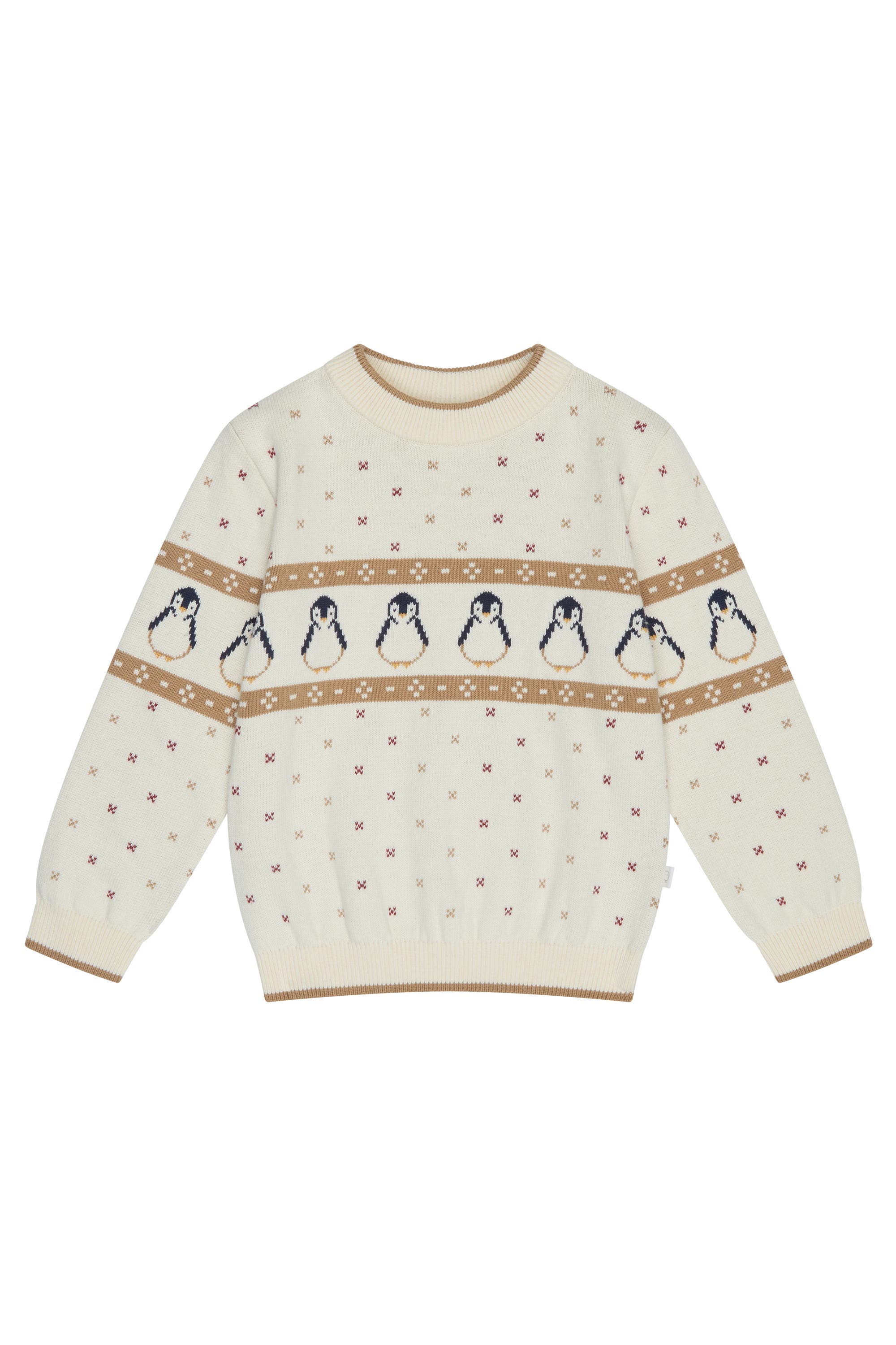 Mori Kids'  Penguin Fair Isle Knitted Jumper In Neutral