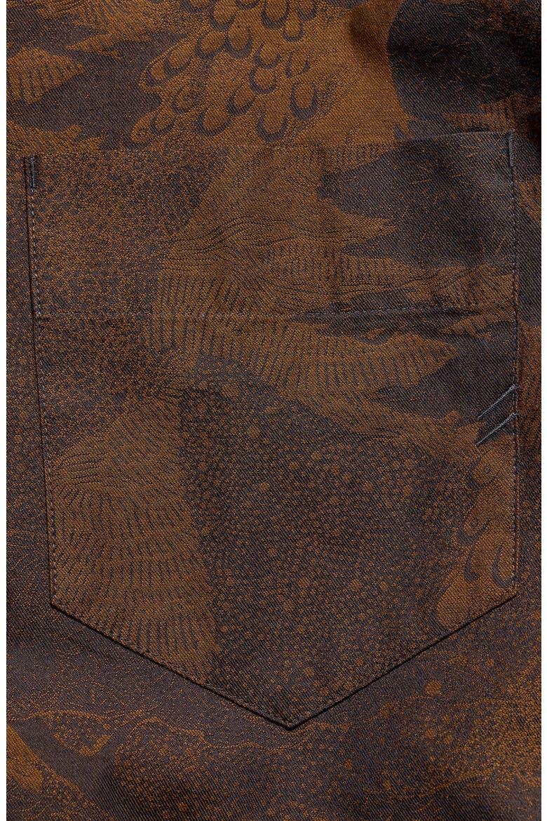 Cypress Archive Peacock Cotton Jacquard Button-Up Shirt, Alternate, color, BROWN MULTI