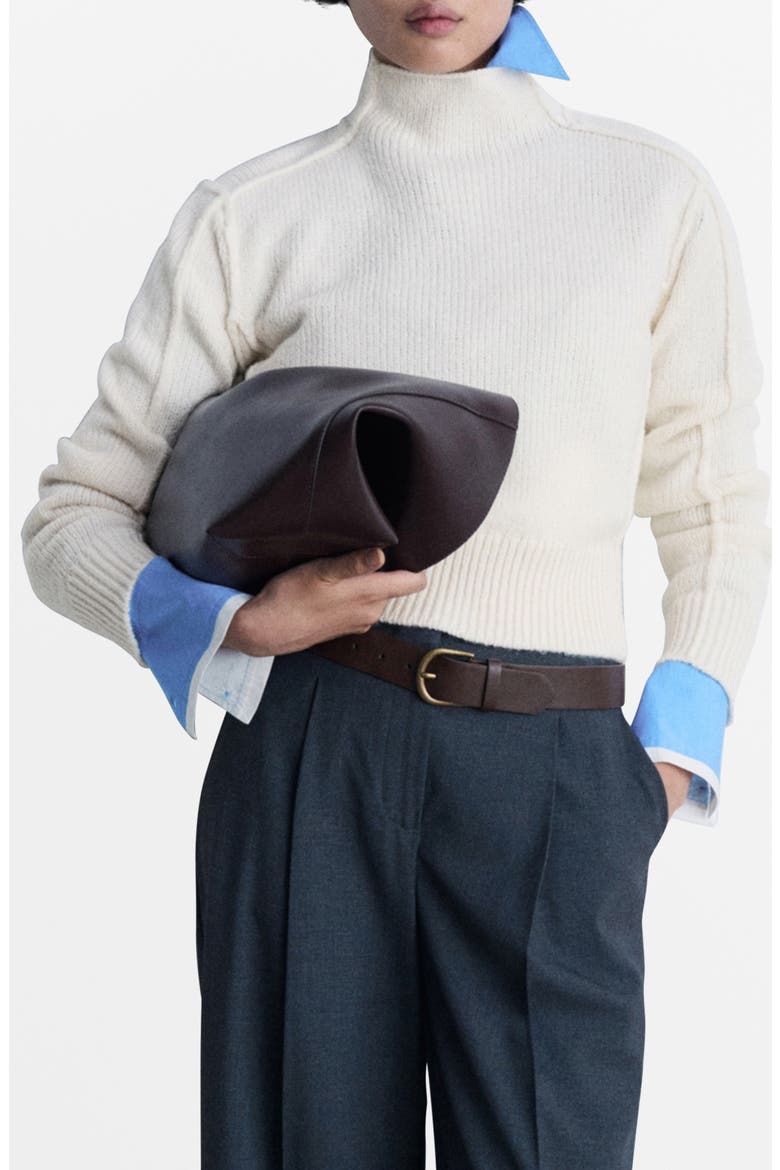 Perkins Seam Detail Mock Neck Sweater, Main, color, ECRU