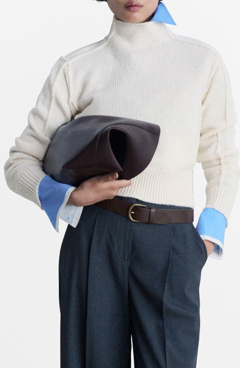 Perkins Seam Detail Mock Neck Sweater