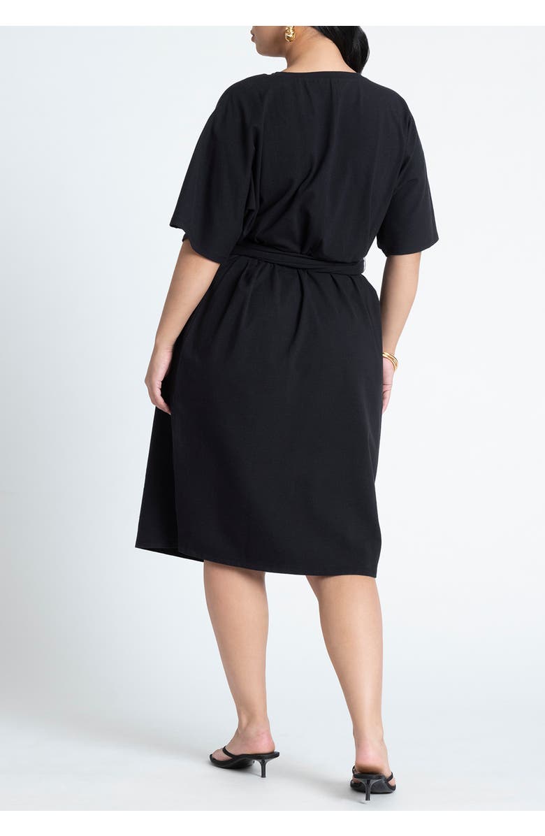 ELOQUII Cross Front Flutter Sleeve Dress, Alternate, color, Black Onyx