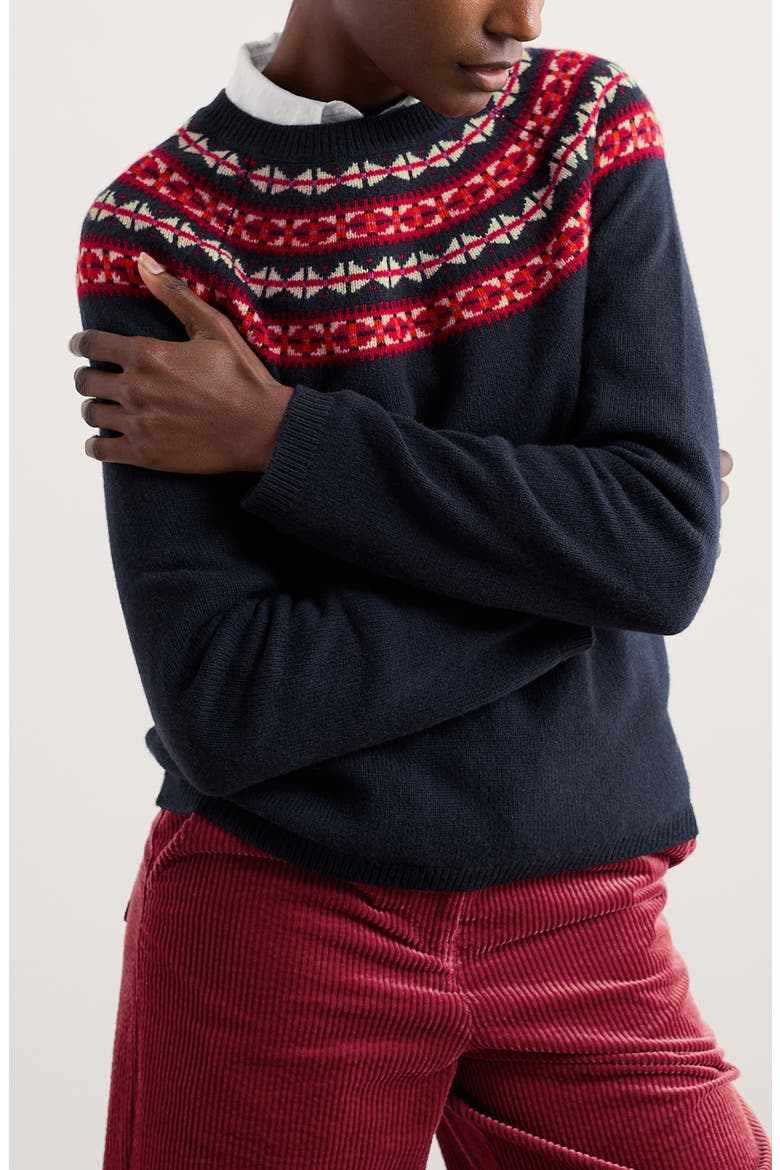 Sea's Edge Fair Isle Merino Wool Blend Crewneck Sweater, Main, color, KNIT BEDSTONE JAM MIX