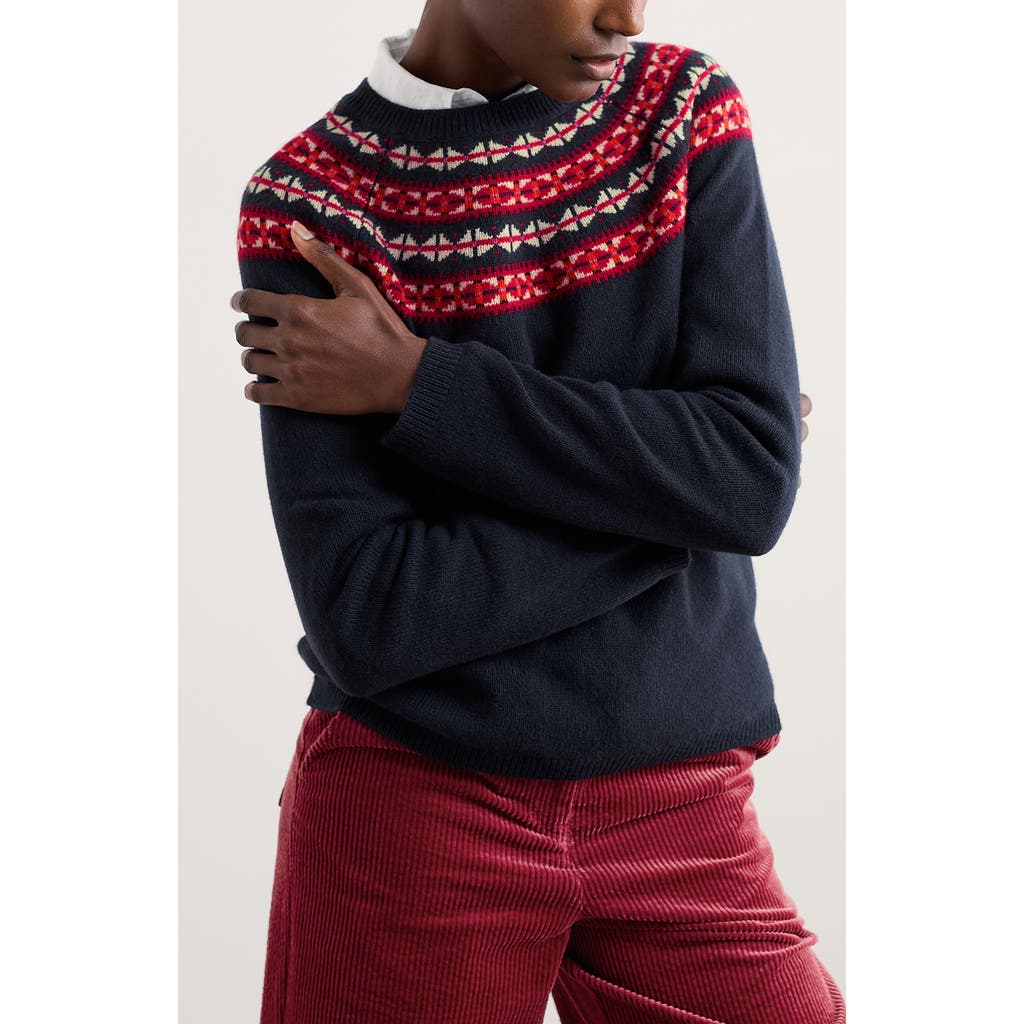 Seasalt Cornwall Sea's Edge Fair Isle Merino Wool Blend Crewneck Sweater In Multi