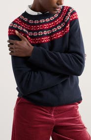 Seasalt Cornwall Sea's Edge Fair Isle Merino Wool Blend Crewneck Sweater
