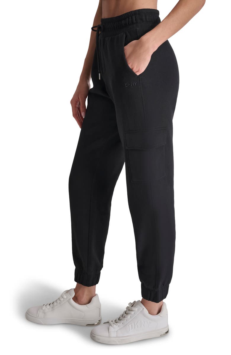 DKNY Slim Fit Embroidered Logo Fleece Cargo Joggers, Alternate, color, 