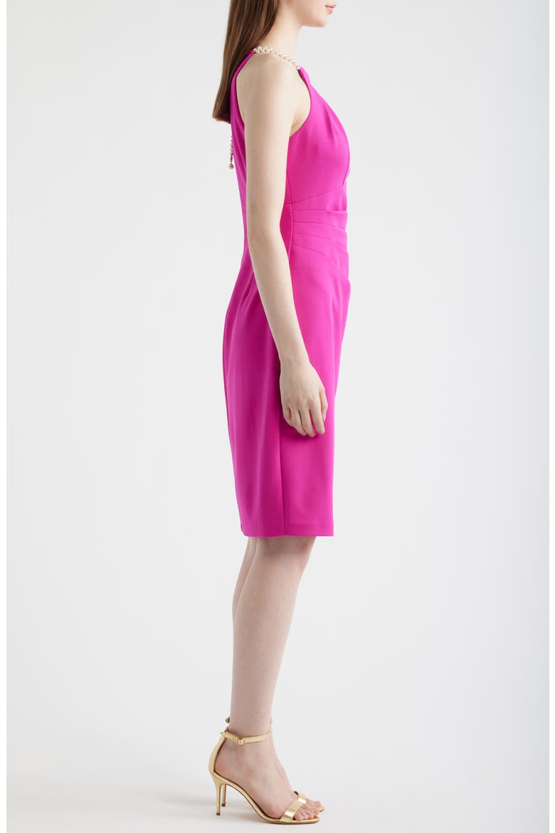Pleat Neck Sleeveless Dress, Alternate, color, BERRY