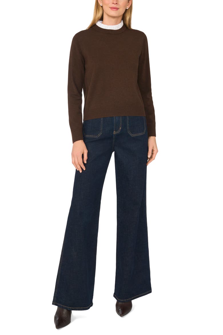 Ruffle Neck Layered Sweater, Alternate, color, RICH HICKORY
