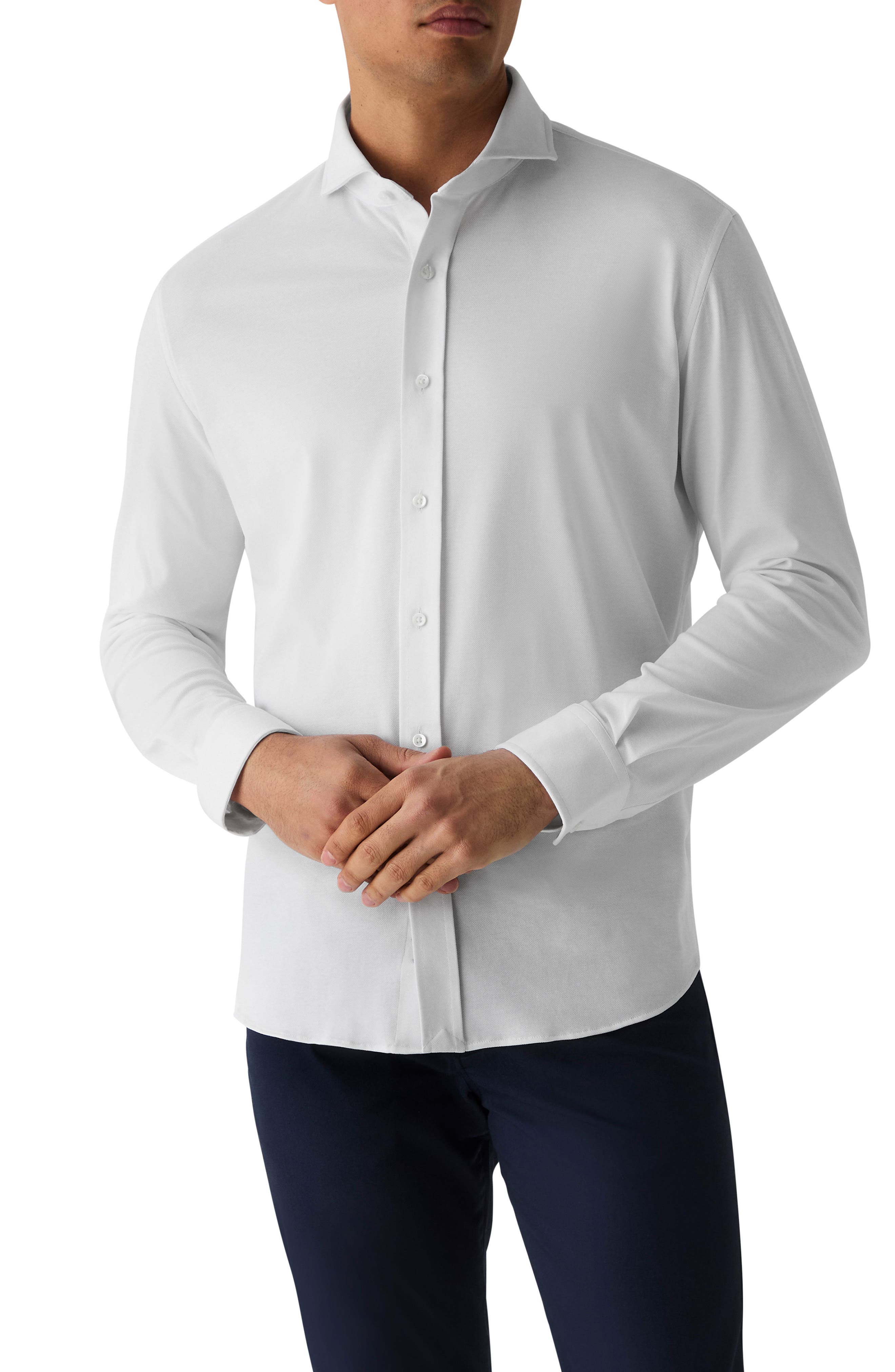 Greyson Omaha Brrr° Performance Knit Button-up Shirt In White