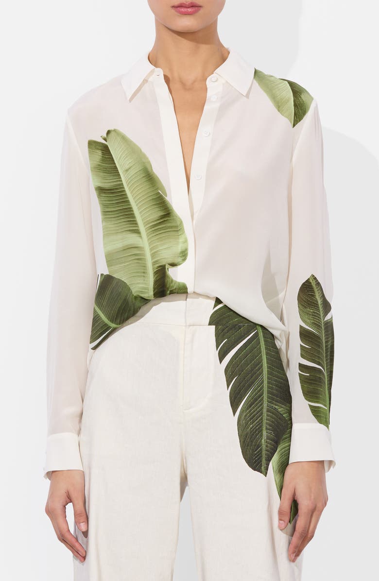 Alice + Olivia Willa Print Silk Shirt, Main, color,
