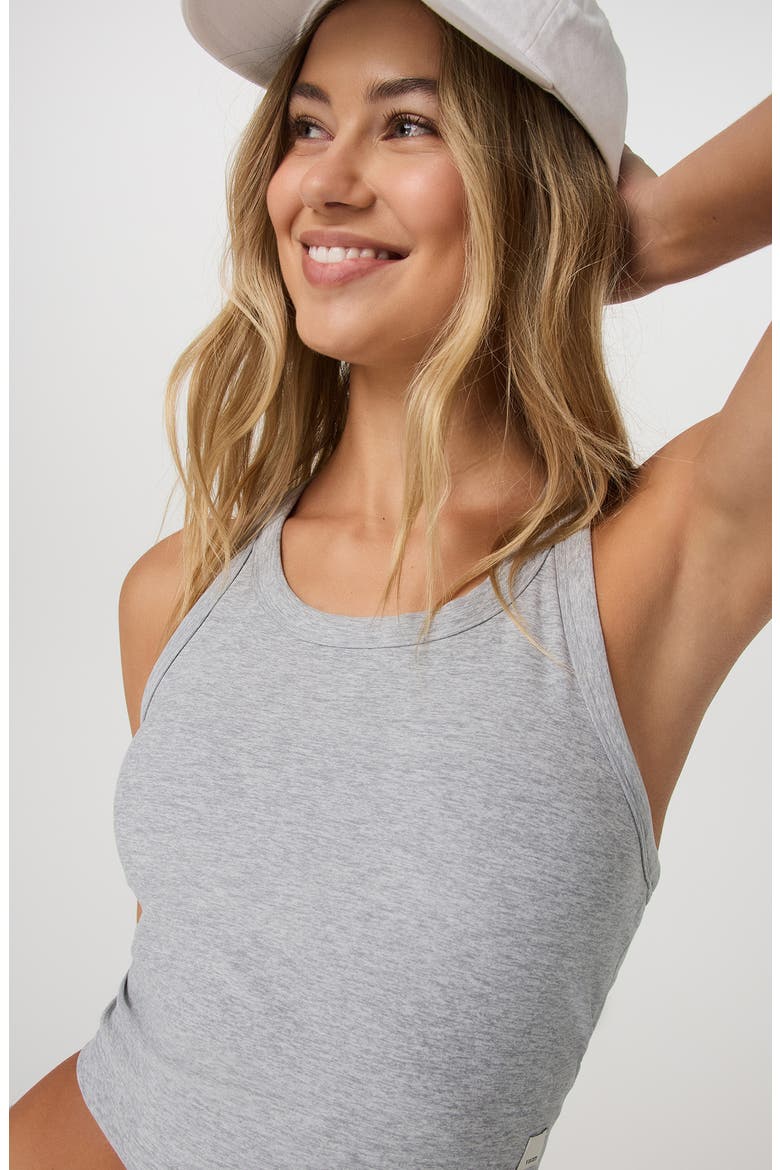 Elevation Racerback Crop Tank, Alternate, color, LIGHT HEATHER GREY