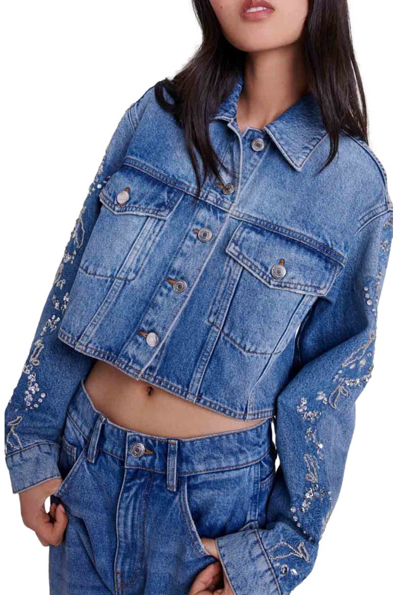 Embroidered denim jacket, Main, color, Blue