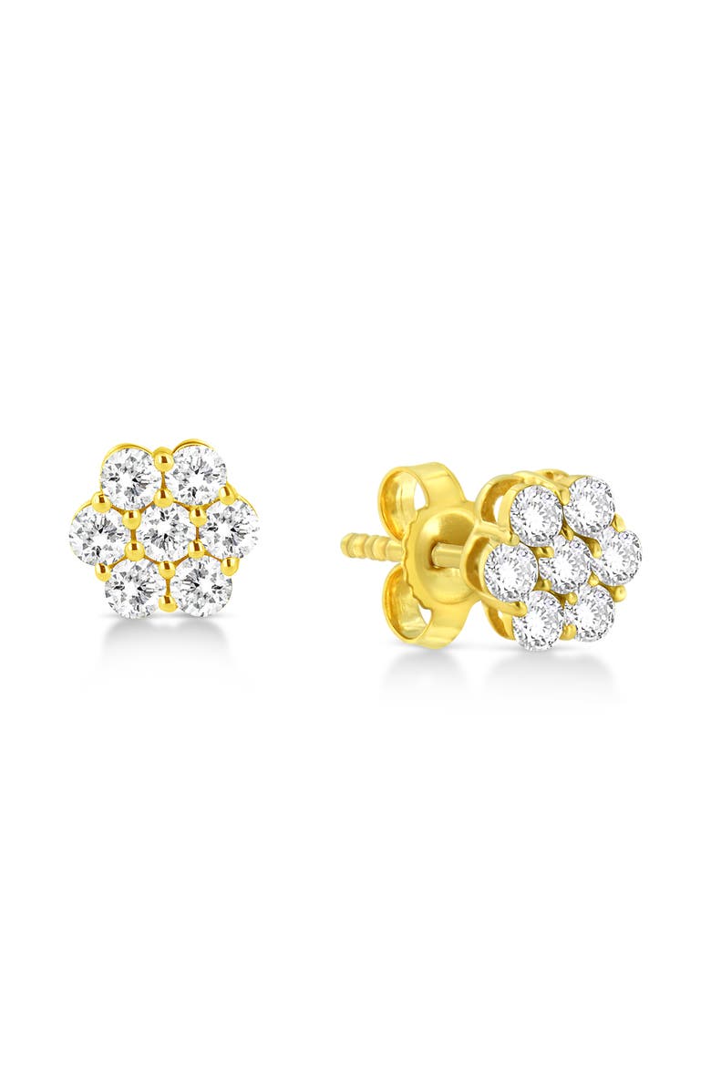 Haus of Brilliance 14K Yellow Gold 1/2 Cttw Brilliant Round Cut Diamond Floral Cluster Stud Earrings with Pushbacks, Alternate, color, Yellow Gold