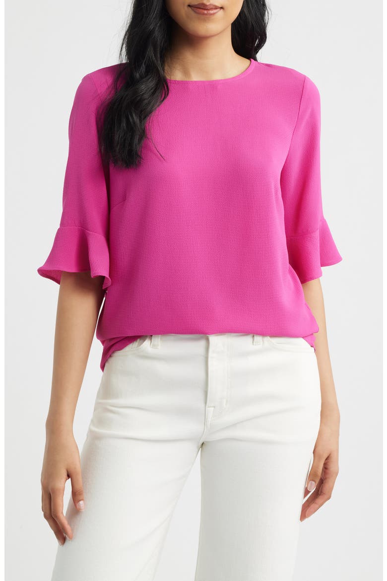 Ruffle Cuff Blouse, Main, color, MAGENTA