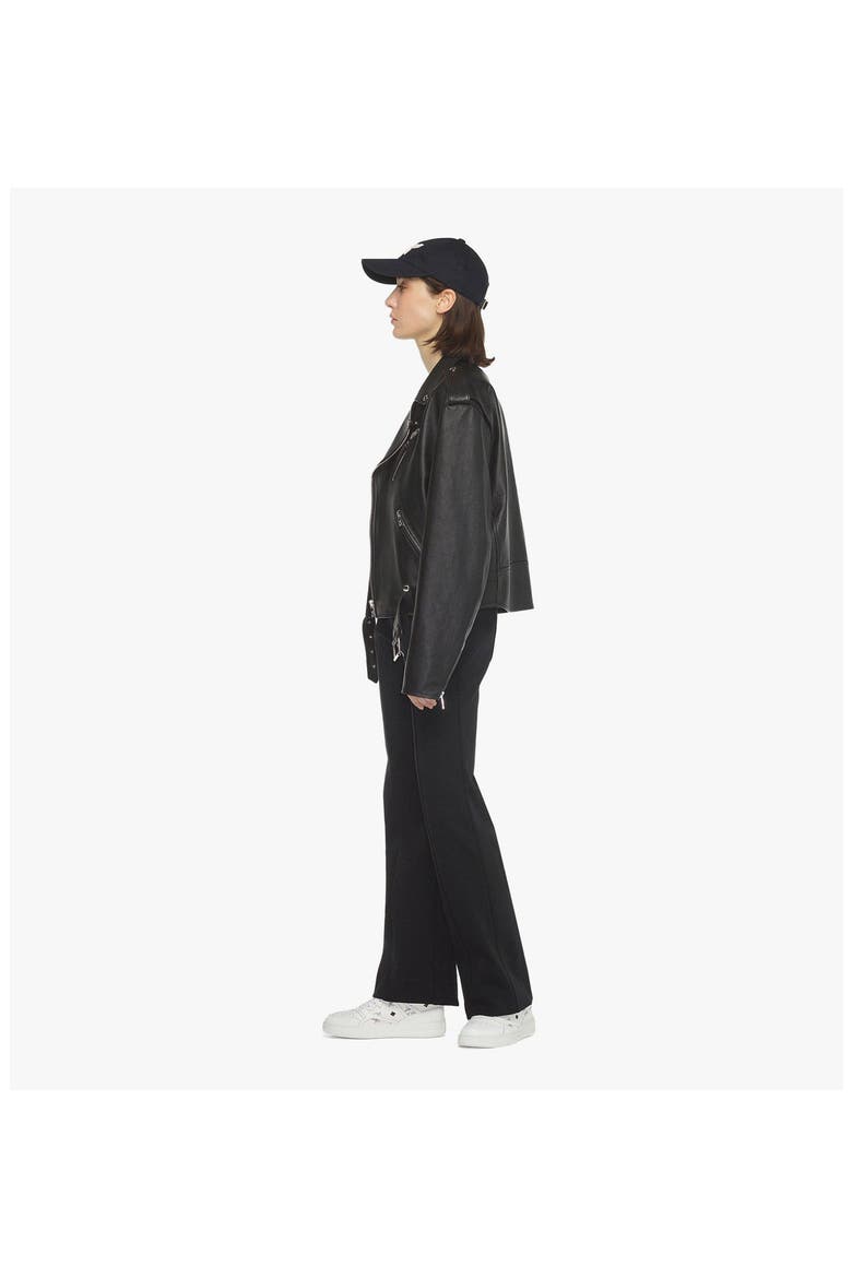 Cropped Rider Jacket in Lamb Leather, Alternate, color, Black