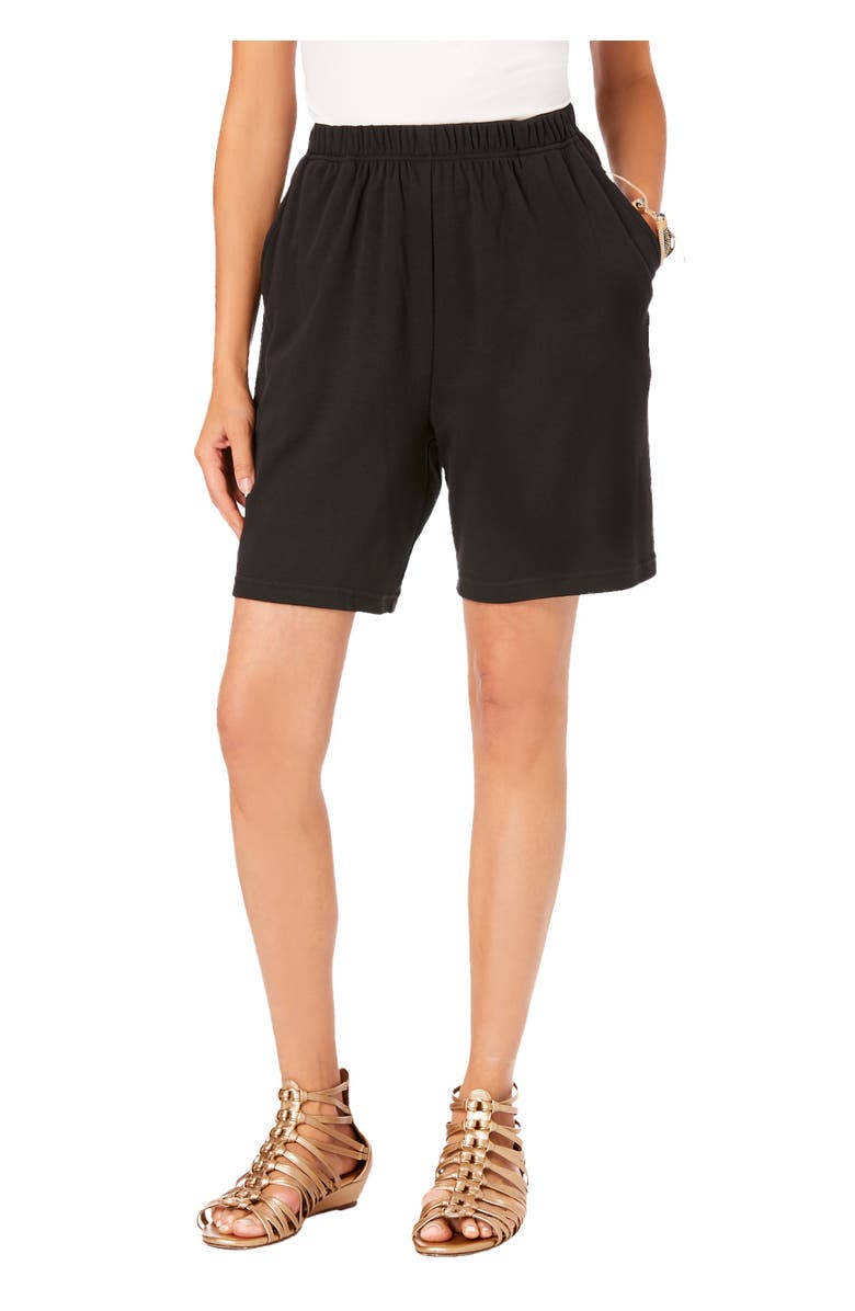 Roaman's Plus Size Soft Knit Pull-On Short, Main, color, Black