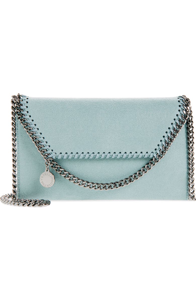 Stella McCartney Mini Falabella Shaggy Dear Faux Leather Crossbody Bag, Main, color, Ice Blue