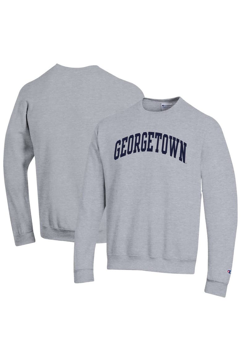 Men's Champion  Heather Gray Georgetown Hoyas Basic Arch Fleece Pullover Sweatshirt, Main, color, Heather Gray