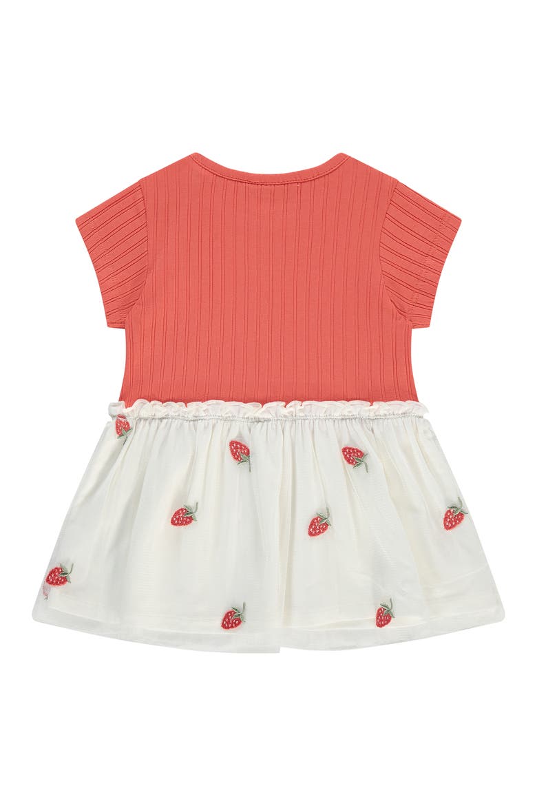 Multitextured Short Sleeve Dress, Alternate, color, Grapefruit