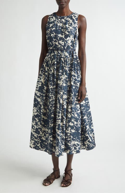 Teresa Print Cotton Midi Dress