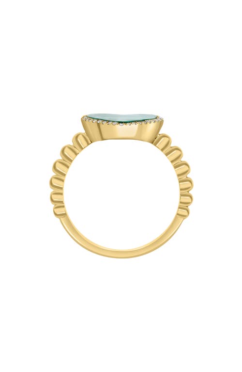 Effy 14k Yellow Gold, Malachite & Diamond Heart Ring In Green
