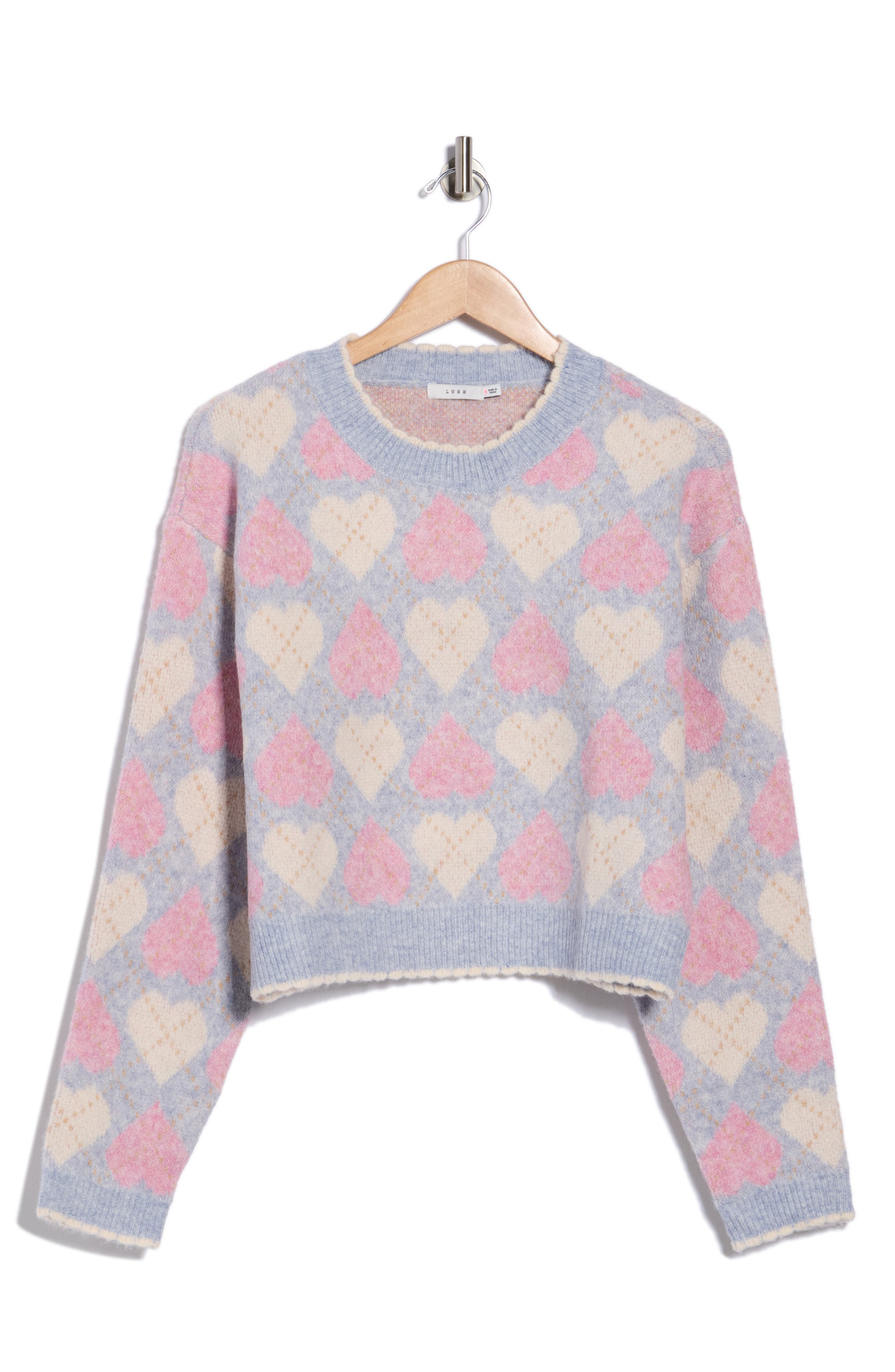 Lush Heart Argyle Pullover Sweater