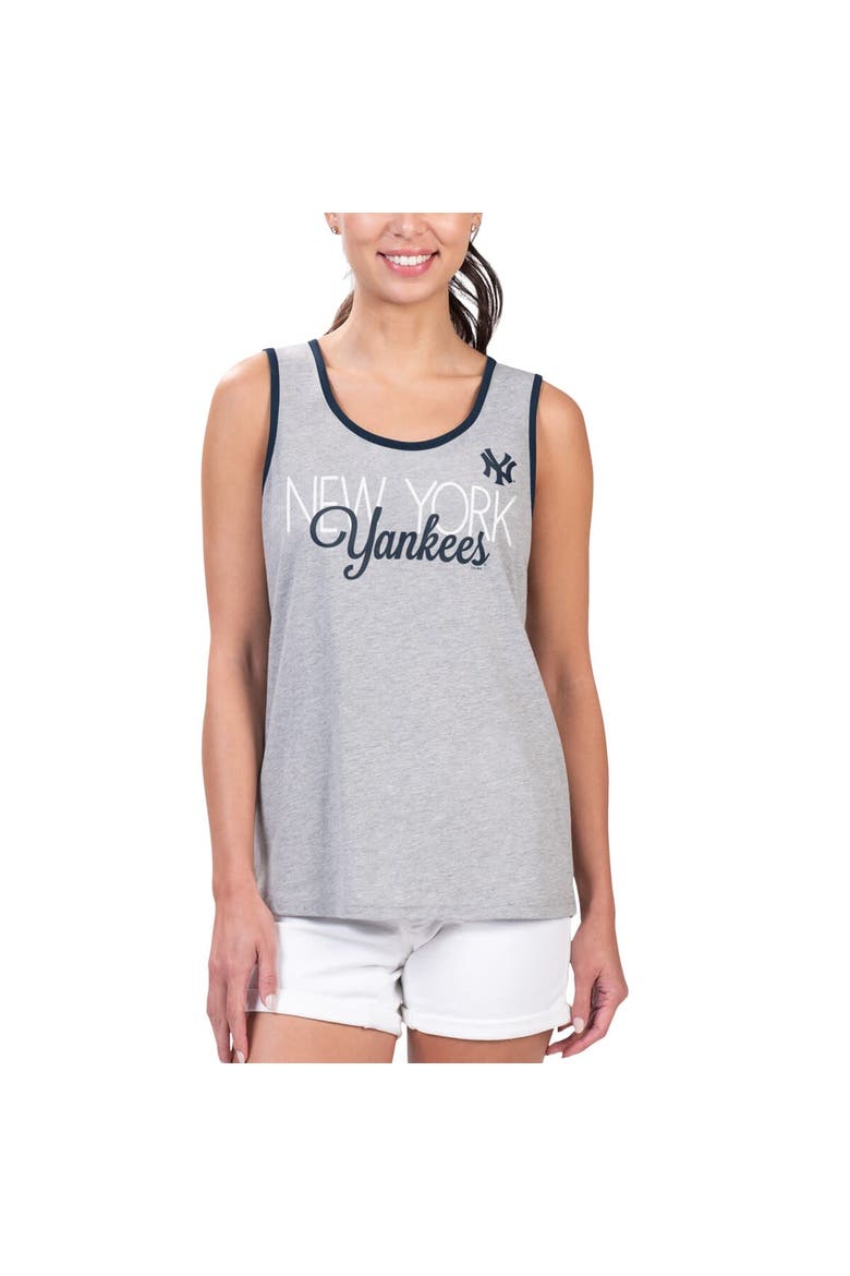 Women's G-III 4Her by Carl Banks Gray New York Yankees Fastest Lap Tank Top, Main, color, Gray