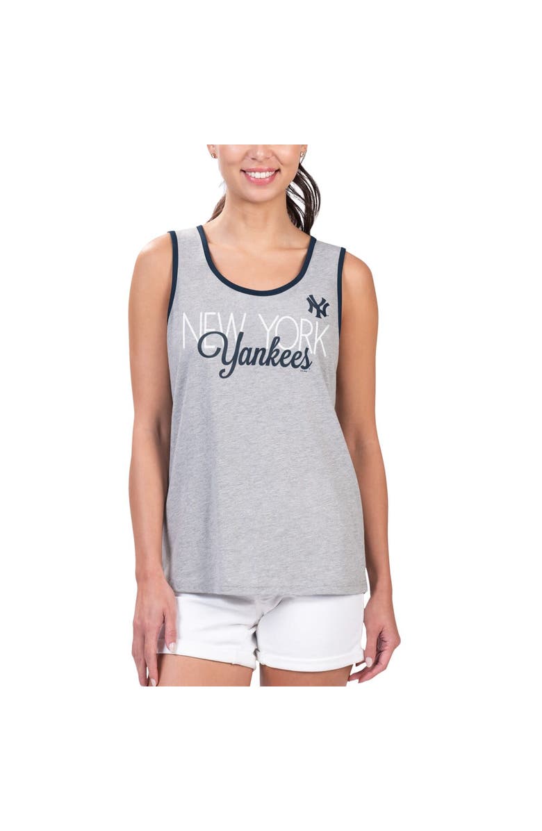G-III 4HER BY CARL BANKS Women's G-III 4Her by Carl Banks Gray New York Yankees Fastest Lap Tank Top, Main, color,