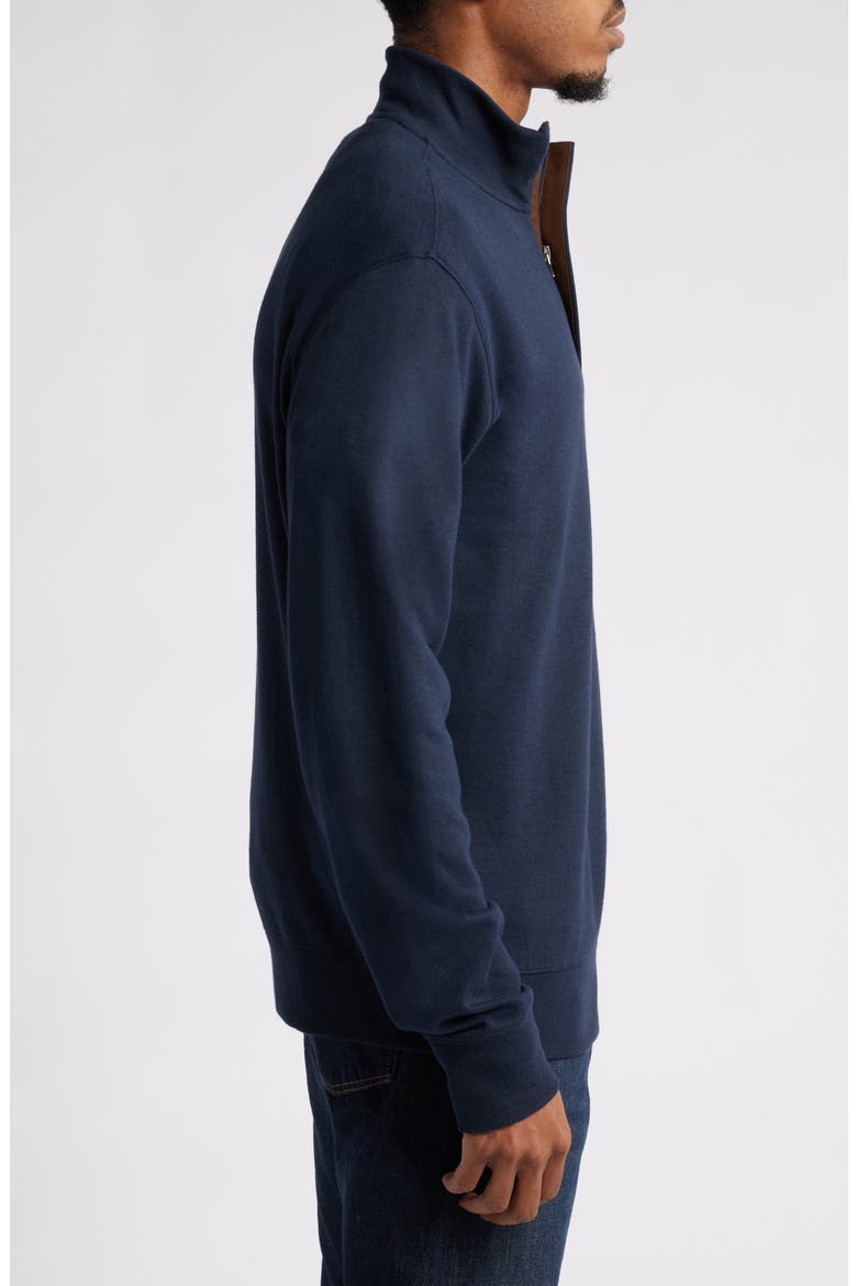 Cotton Blend Quarter Zip Pullover, Alternate, color, AVIATOR NAVY