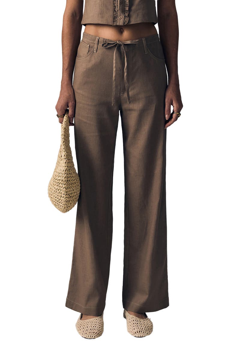 Simone Linen Drawstring Pants, Main, color, DRIFTWOOD