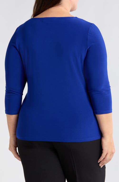 Kasper Twist Neck Cutout Top In Royal Signature