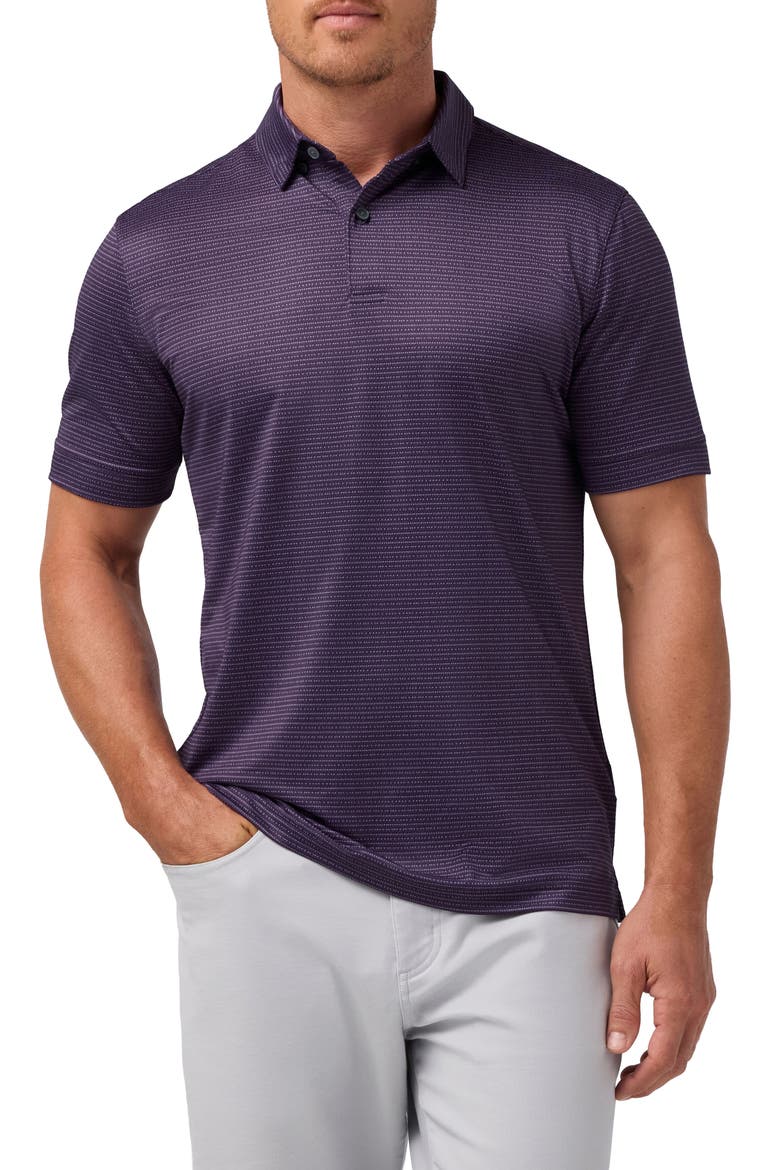 Halyard Trim Fit Performance Polo, Main, color, PASSION PURPLE DOT STRIPE