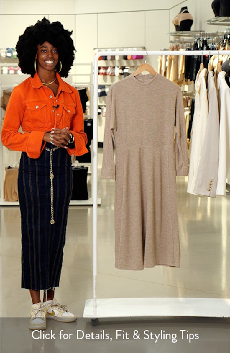 Funnel Neck Long Sleeve Knit Dress, sales video thumbnail