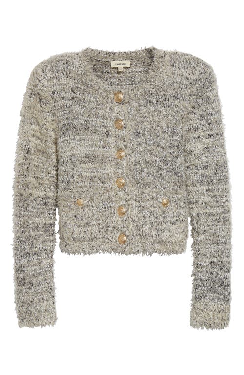 L Agence Una Cardigan In Black/ivory/gold Multi