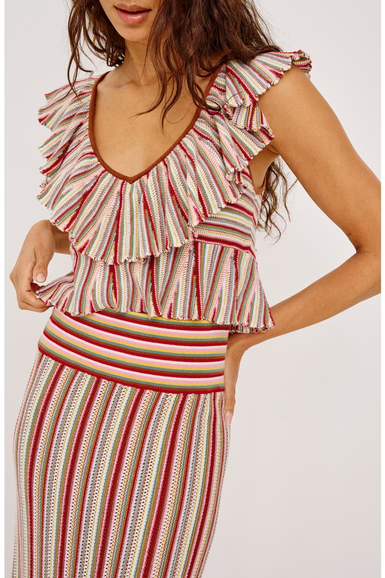 Nari Stripe Cotton Knit Skirt, Alternate, color, HAVANA STRIPE