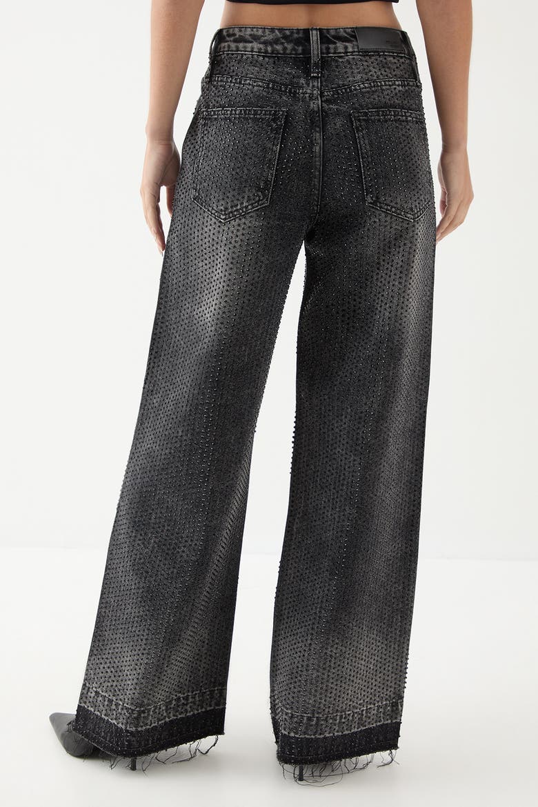 Diamante Embellished Straight Leg Jeans, Alternate, color, Washed Black