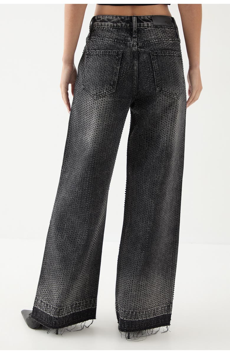 MissPap Diamante Embellished Straight Leg Jeans, Alternate, color, Washed Black
