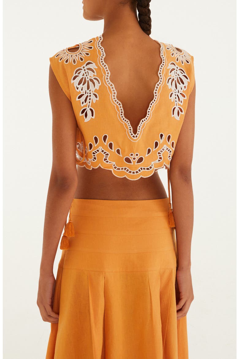 Embroidered Eyelet Crop Top, Alternate, color, BANANA TREE CAMEL
