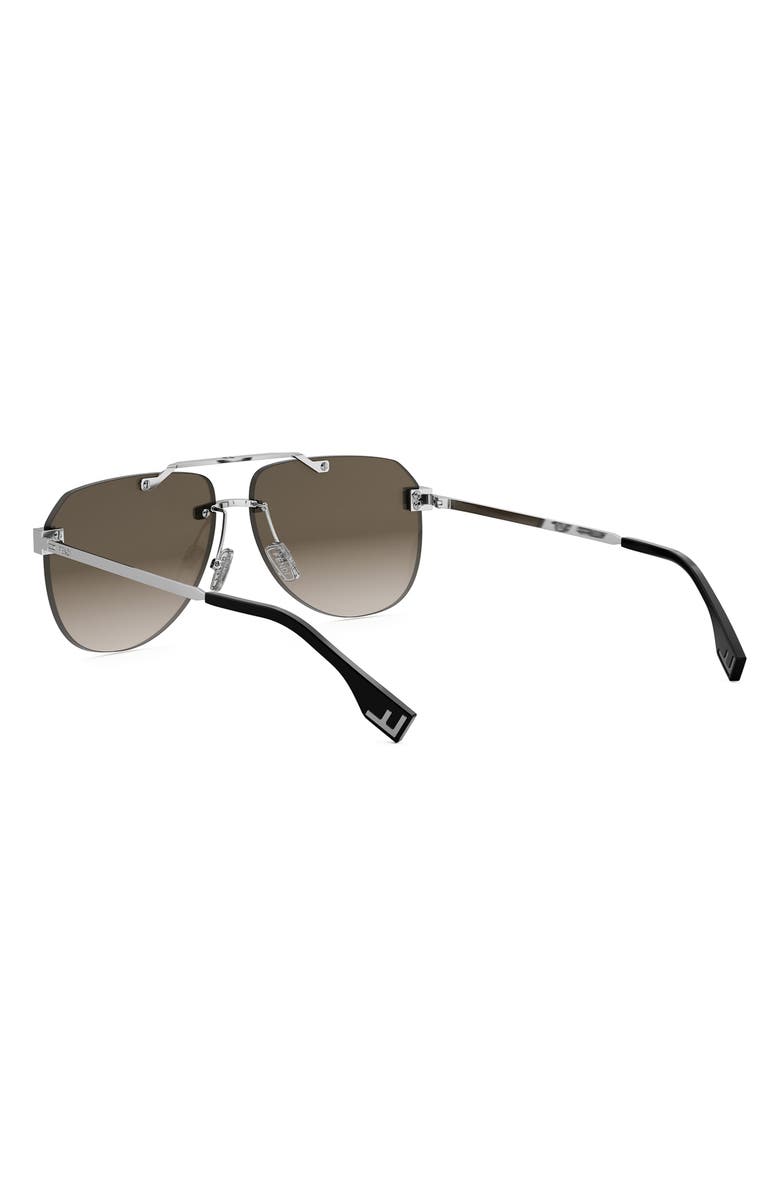 Fendi 'Fendi Sky 61mm Pilot Sunglasses, Alternate, color, Shiny Palladium / Brown