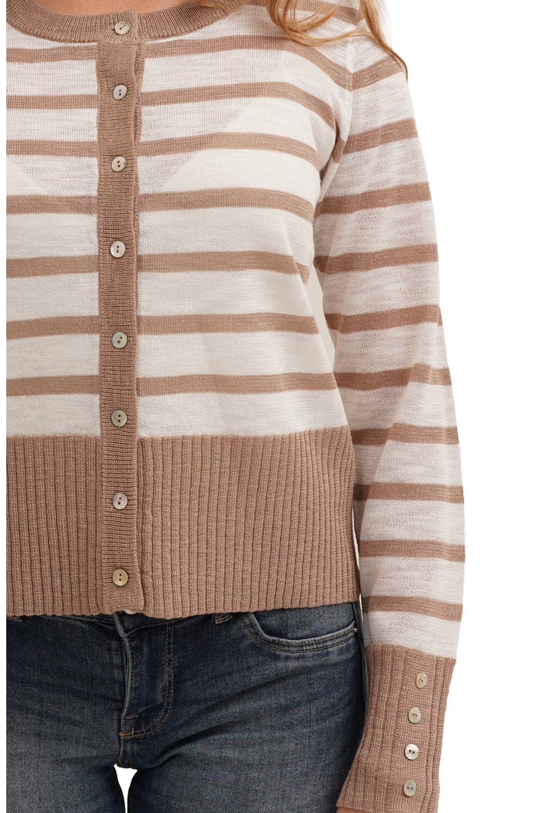 Stripe Contrast Cardigan, Alternate, color, TAUPE/ BONE
